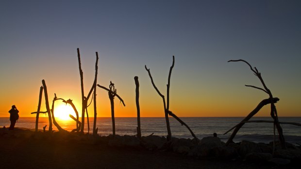 Sunset on a New Zealand beach. 