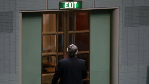 Labor MP Wayne Swan leaves the chamber. Photo: Alex Ellinghausen
