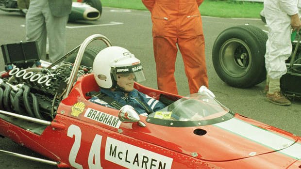 Sir Jack Brabham, driving a race car aged 73.