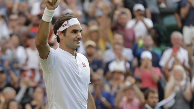 Federer after winning his second round match at Wimbledon. 