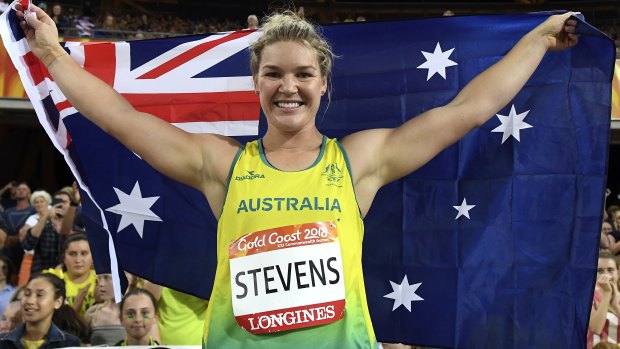 Dani Stevens notched a Commonwealth record to win gold in the discus.