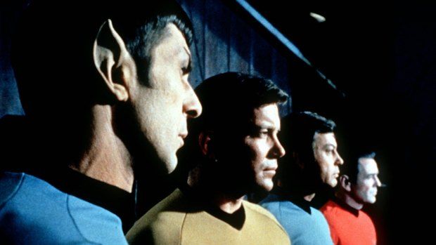 Mr Spock (Leonard Nimoy), pictured left, with Captain Kirk (William Shatner), Dr McCoy (DeForest Kelley) and Scotty (James Doohan) in Star Trek.