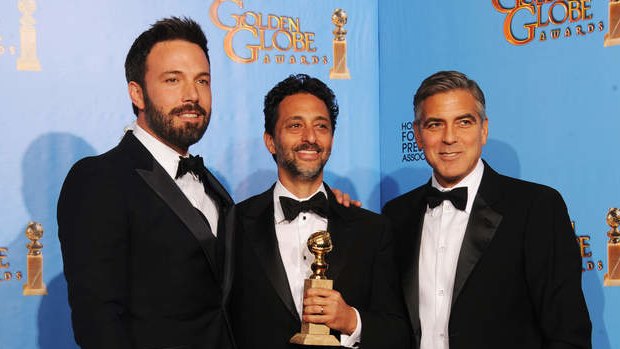 Argo's actor-director Ben Affleck, producers Grant Heslov and George Clooney.