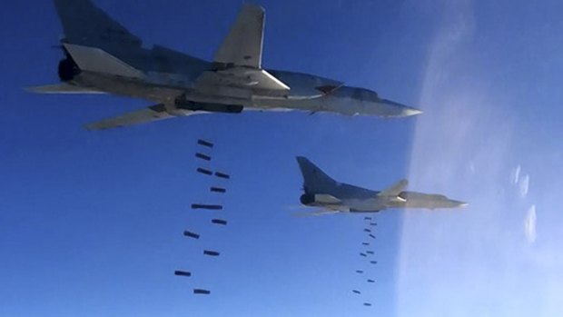 Russian planes bomb Islamic State group targets in Syria last year.