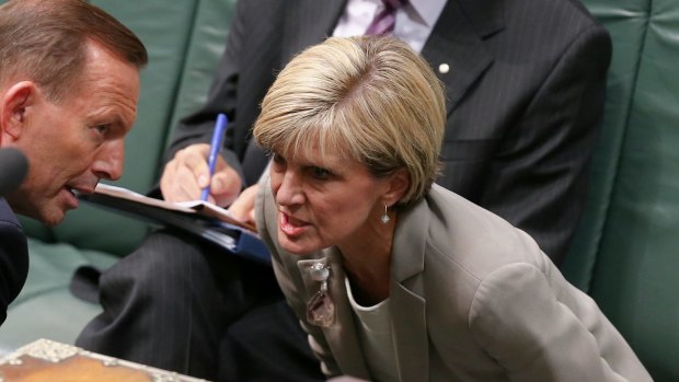 Prime Minister Tony Abbott and Foreign Affairs Minister Julie Bishop during question time on Wednesday.