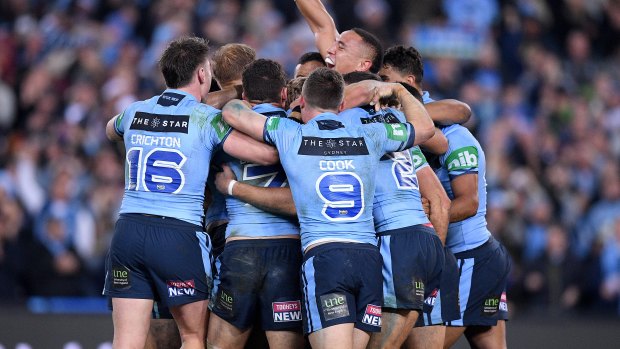 Inexperienced but strong: The Blues celebrate after winning the series.