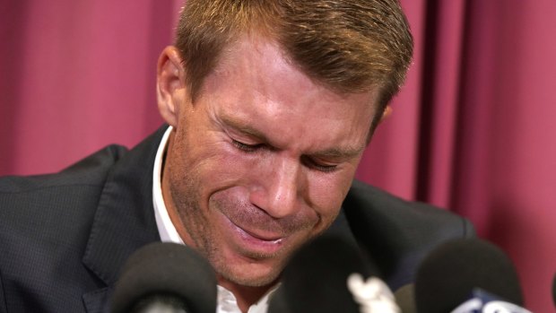 Former Australian vice-captain David Warner during a press conference at the offices of Cricket NSW, Sydney.