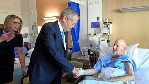 Shorten, pictured during a visit to Sunshine Hospital, has announced $10 million to set up chemo services in Caboolture.