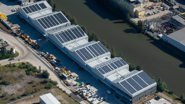 About 1600 solar panels installed on the roof of the Alexandra Canal Depot will be supported by a Tesla industrial-scale battery 