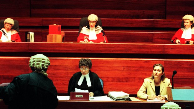 Left to right: Justices Carolyn Simpson, Margaret Beazley and Virginia Bell sitting as the Court of Criminal Appeal on Australia's first all-female bench in 1999.