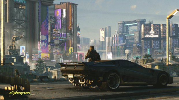 As V, players will delve into the dark underbelly of Night City in <i>Cyberpunk 2077</i>, shown for the first time at E3.