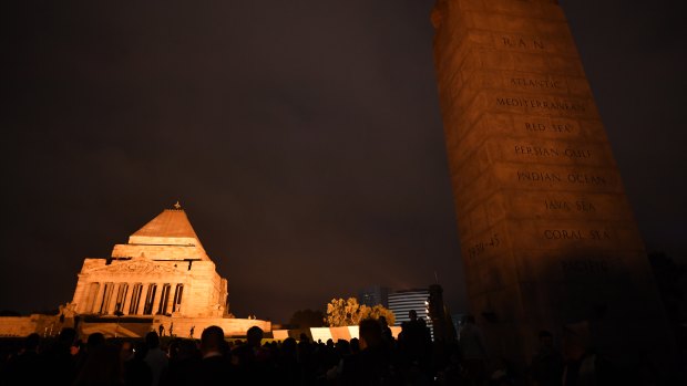 People gather at the Shrine for the dawn service. 