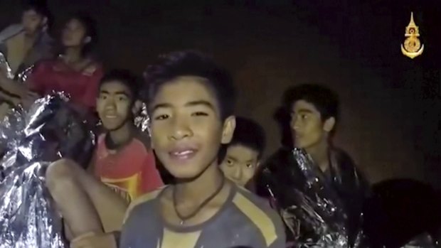 The 12 boys and their coach trapped in the Thai cave.
