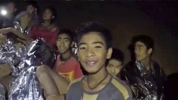 The 12 boys and their coach trapped in the Thai cave.