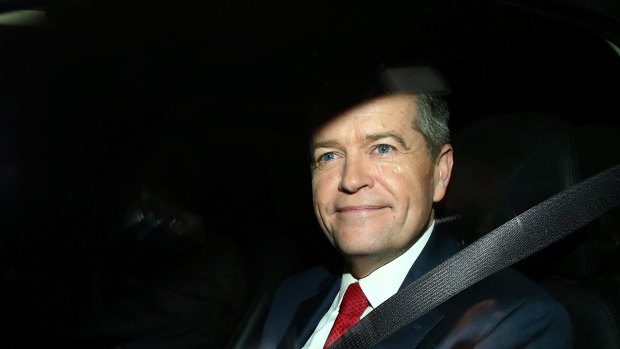 Bill Shorten leaves the Royal Commission into Unions. Photo: Daniel Munoz