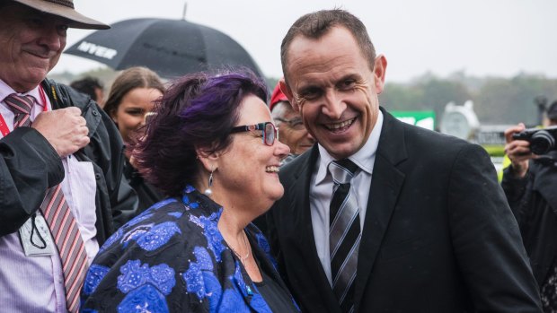 Lucky owner: Debbie Kepitis with Winx's trainer Chris Waller