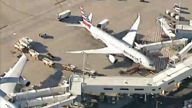 NSW Fire & Rescue crews respond to a suspected hazardous materials spill at Sydney Airport.