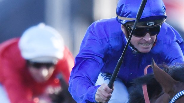 Fast finish: Glyn Schofield pilots Alizee to victory in the Coolmore Legacy Stakes.
