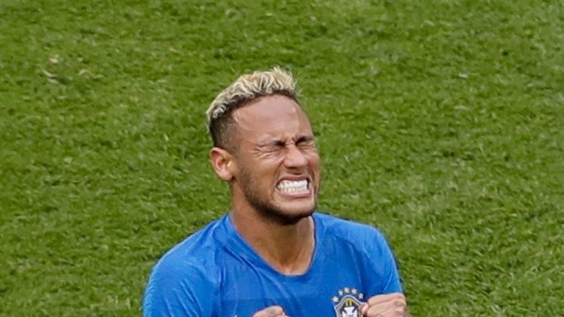 Neymar reacts at the end of the match against Costa Rica.