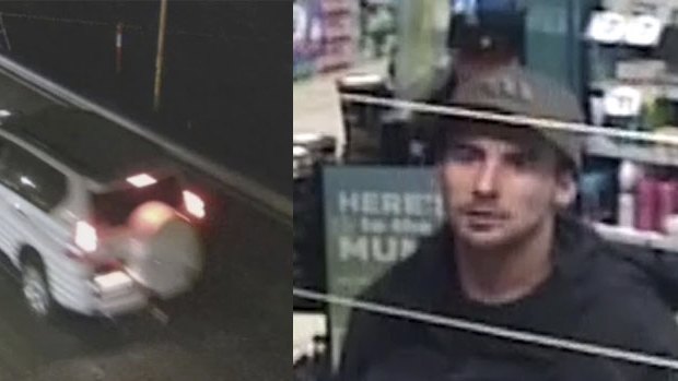 CCTV image of the car believed to be linked with the incident, and the man who allegedly used the bank card soon after the robbery.