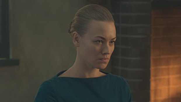 Yvonne Strahovski as her character Serena in The Handmaid's Tale. 