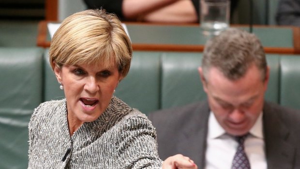 Foreign Affairs Minister Julie Bishop during question time on Thursday.