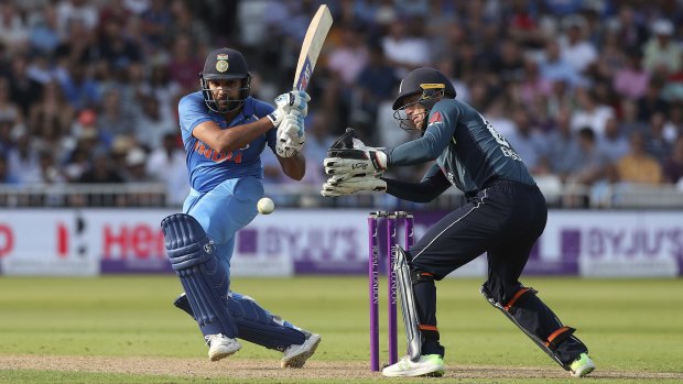 India's Rohit Sharma in action against England.