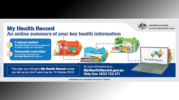 A My Health record advertisement that appeared in the Sydney Morning Herald 
 newspaper on Monday.