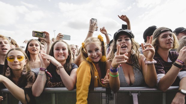 Festival goers at Groovin the Moo in Canberra. The landmark pill testing trial nearly didn't happen. 