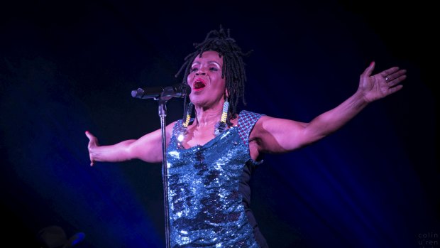 PP Arnold, pictured at the Meeniyan Town Hall, commanded the stage in Thornbury on Friday night. 