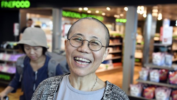 Liu Xia, the widow of Chinese Nobel dissident Liu Xiaobo, arrives at Helsinki International Airport in Vantaa, Finland.