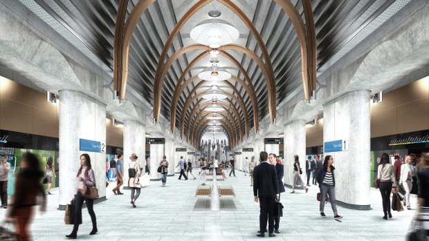 Commuters will board trains from a platform like this at the new Town Hall train station.