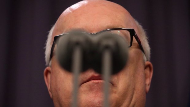 Attorney-General George Brandis during a press conference on Thursday.