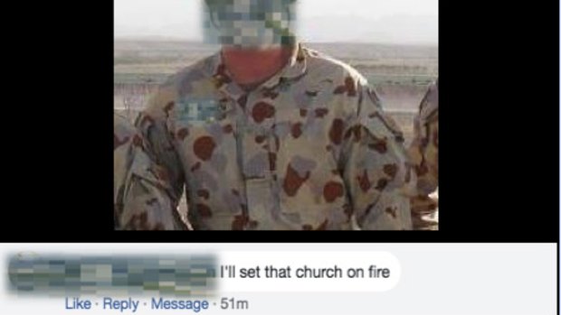 The person who made the threat against the Gosford Anglican Church on its Facebook page. The church obscured the man's identity.