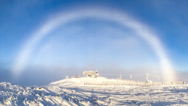 A "snowbow" observed at the top station of Falls Creek resort, captured on June 19. 