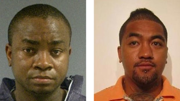 Uzo Johnson Anajemba, left, is wanted over heroin possession in the ACT in 2011, and Mark Amosa, 26, is wanted in relation to a serious one punch assault in Civic in April 2014.