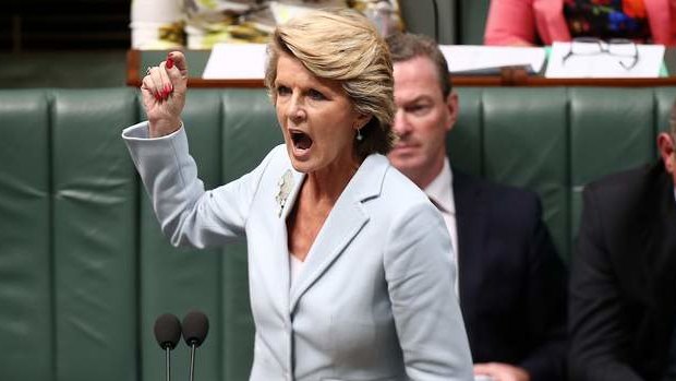 Foreign Affairs Minister Julie Bishop during question time. Photo: Alex Ellinghausen