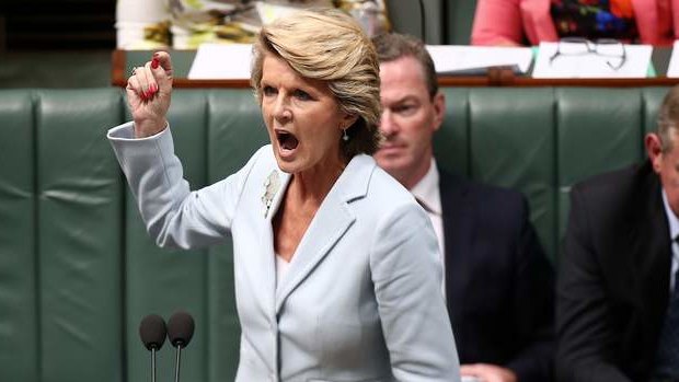 Foreign Affairs Minister Julie Bishop during question time. Photo: Alex Ellinghausen