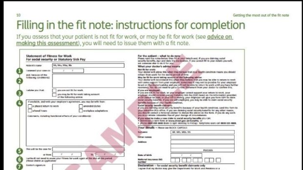 Â UK version of the GP fitnote