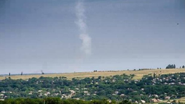 The trail of smoke left by a missile after it was fired by a the Buk-M1 system at MH17 by pro-Russia rebels, according to the Ukraine government.