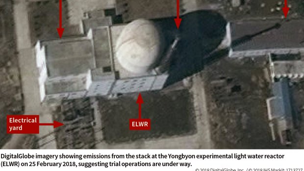 Trial operations appeared to be under way in February, 2018, at the Yongbyon experimental light water reactor in North Korea.