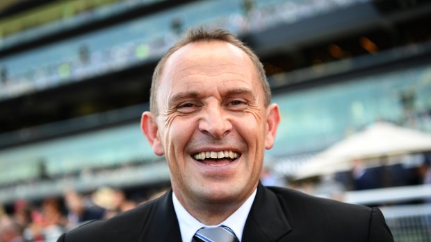 Glee: Chris Waller shows his delight after Winx makes it 25 straight.
