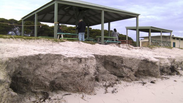 Erosion at Grace Darling Park, Lancelin, late last winter. 