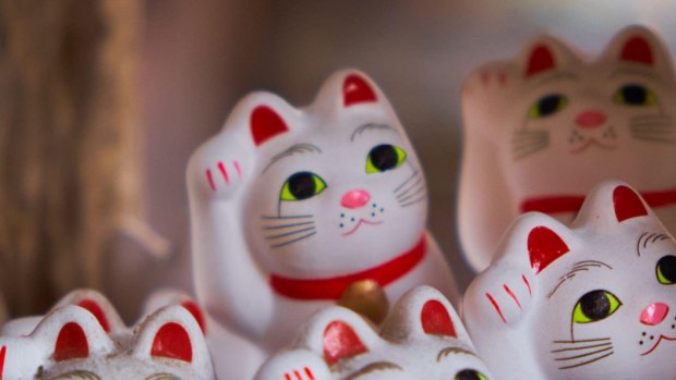 Maneki Neko - lucky cats - at Tokyo's Gotokuji Temple.