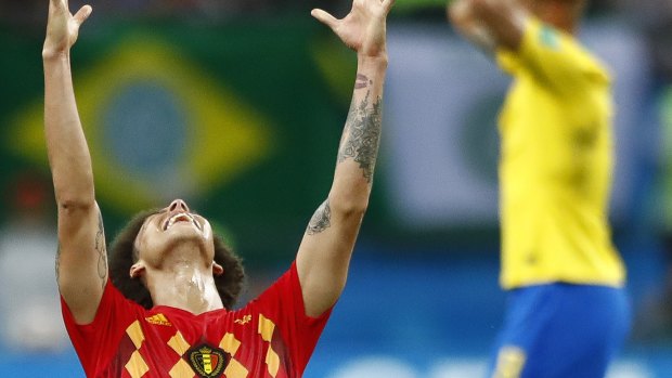 Belgium's Axel Witsel celebrates after the win over Brazil in Kazan.