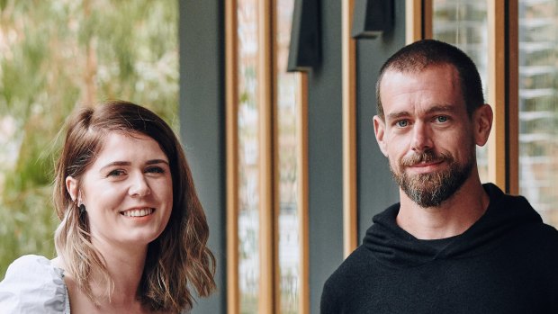 Jack Dorsey with Code Like a Girl co-founder Ally Watson, in Melbourne.