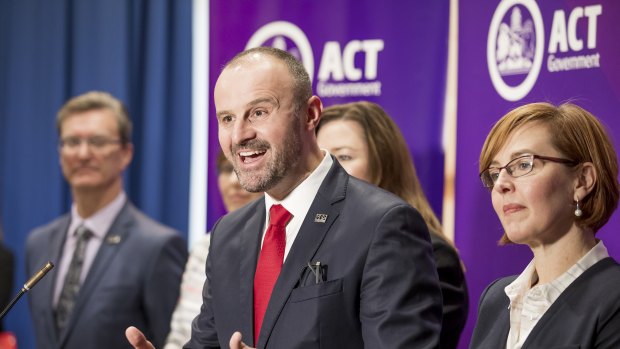 ACT Chief Minister and Treasurer Andrew Barr delivering of the 2018 budget.