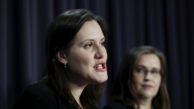Minister for Women Kelly O'Dwyer and Sex Discrimination Commissioner Kate Jenkins. 