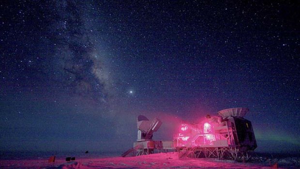 Big Bang theory: The South Pole Telescope and the BICEP Telescope in Antarctica.