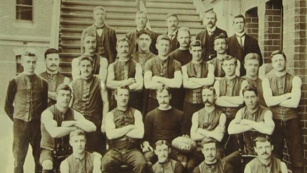 Melbourne Football Club team photo, 1900. A Demons jumper,  worn in the 1900 Grand Final by Austin '‘Goosey’' Lewis, is expected to fetch more than $10,000 at auction. 